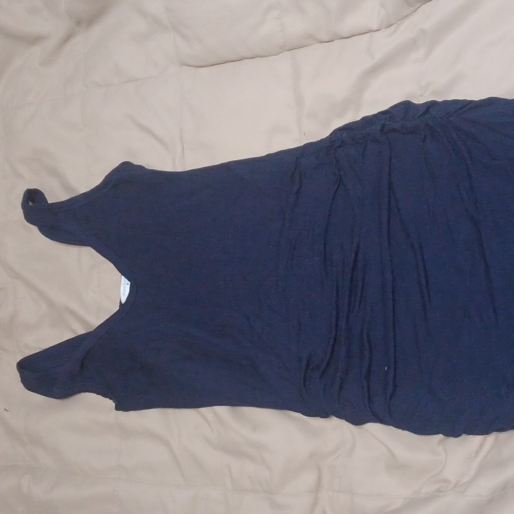 Aqua addict small navy blue cinch midi dress
